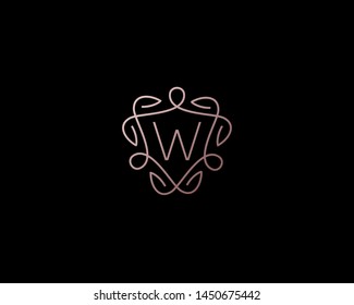 Shield letter W vector symbol logo. Line  monogram icon logotype