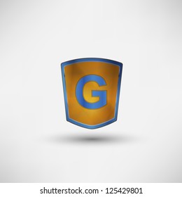 Shield with the letters.