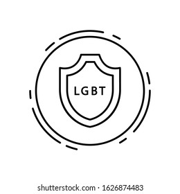 Shield, lgbt icon. Simple line, outline vector sexual minoritie icons in circle for ui and ux, website or mobile application