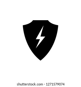shield, lightning icon on white background. Can be used for web, logo, mobile app, UI, UX