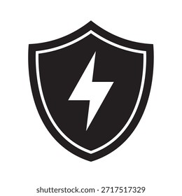 Shield with Lightning Icon for Power and Protection Concepts