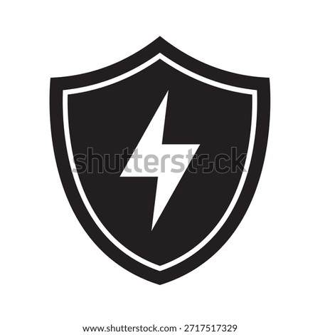 Shield with Lightning Icon for Power and Protection Concepts
