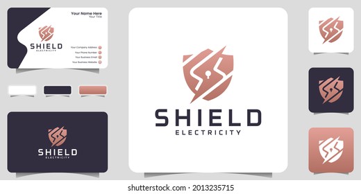 shield and lightning logo inspiration logo design and business card inspiration