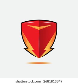 Shield and lightning logo with red and yellow color