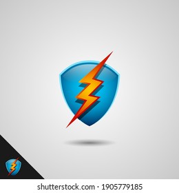 Shield and lightning Logo template