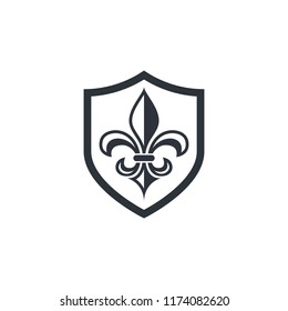 shield lily icon flat design