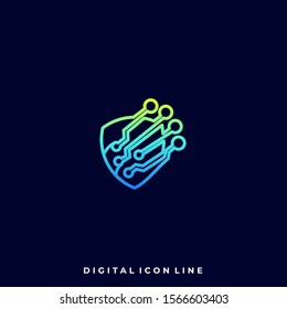 Shield Line Art Illustration Vector Design Template. Suitable for Creative Industry, Multimedia, entertainment, Educations, Shop, and any related business