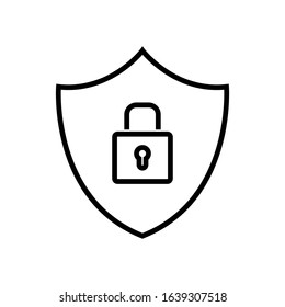 shield line art vector icon - ui icon vector