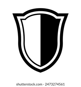 shield line icon black and white illustration design