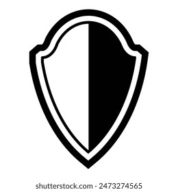 icono de línea de escudo diseño de ilustración en blanco y negro