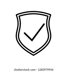 Shield line icon on white background