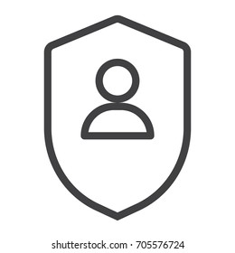 Shield line icon, outline vector sign, linear style pictogram isolated on white. Symbol, logo illustration. Editable stroke. Pixel perfect graphics