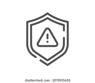 Shield line icon. Privacy secure sign. Safe defense symbol. Quality design element. Linear style shield icon. Editable stroke. Vector