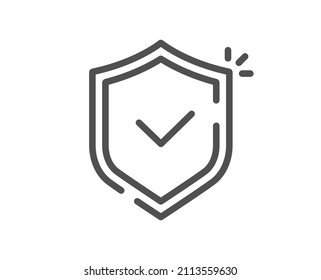 Shield line icon. Privacy secure sign. Safe defense symbol. Quality design element. Linear style shield icon. Editable stroke. Vector