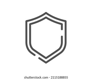 Shield line icon. Privacy secure sign. Safe defense symbol. Quality design element. Linear style shield icon. Editable stroke. Vector