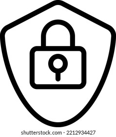 Icono de la línea Escudo. Signo de privacidad seguro. Símbolo de defensa seguro. Icono de escudo de estilo lineal. Ilustración vectorial.