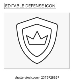  Shield line icon. Protection of royalty. Crown. Defense concept. Isolated vector illustration. Editable stroke