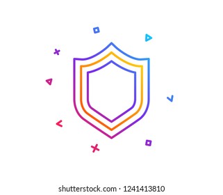 Shield line icon. Protection or Security sign. Defence or Guard symbol. Gradient line button. Security icon design. Colorful geometric shapes. Vector