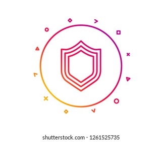Shield line icon. Protection or Security sign. Defence or Guard symbol. Gradient pattern line button. Security icon design. Geometric shapes. Vector