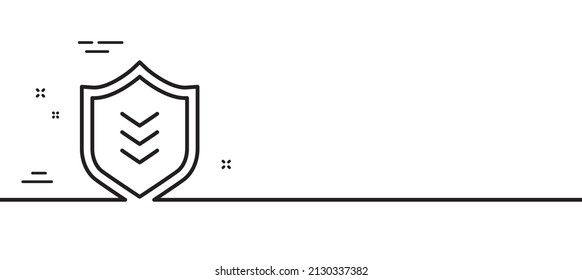 Shield line icon. Protection symbol. Business security sign. Minimal line illustration background. Shield line icon pattern banner. White web template concept. Vector