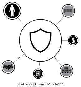 Shield line Icon. vector illustration