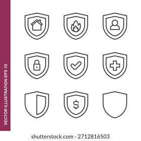 Shield line icons - Mini collection series icon