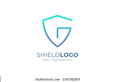 Shield Line Letter G Security Logo Blue Gradient Flat Vector Logo Design Template Element