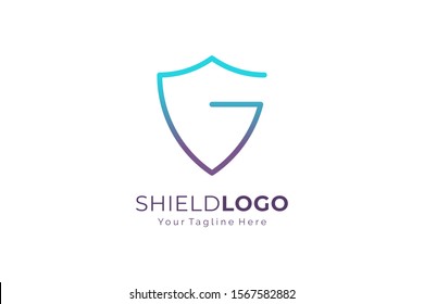 Shield Line Letter G Security Logo Blue Gradient Flat Vector Logo Design Template Element