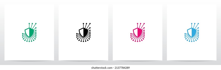 Diseño de logotipo de la letra de los nodos de línea de blindaje J