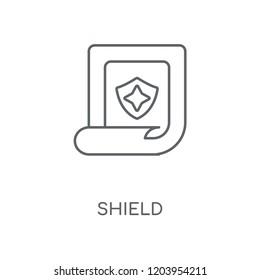 Shield linear icon. Shield concept stroke symbol design. Thin graphic elements vector illustration, outline pattern on a white background, eps 10.