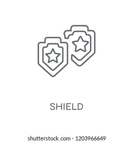Shield linear icon. Shield concept stroke symbol design. Thin graphic elements vector illustration, outline pattern on a white background, eps 10.