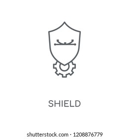 Shield linear icon. Shield concept stroke symbol design. Thin graphic elements vector illustration, outline pattern on a white background, eps 10.