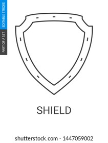 Shield Linear Icon in Flat Outline Style