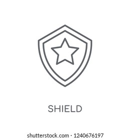 Shield linear icon. Modern outline Shield logo concept on white background from army and war collection. Suitable for use on web apps, mobile apps and print media.