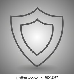 Shield linear icon. Thick line illustration. Protection contour symbol. Vector isolated outline drawing.