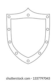 Shield - a linear picture for coloring. Shield is a sign or icon. Outline. 
hand drawing