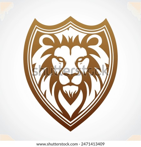 shield with lion head elegant brown gold color heraldry logo