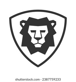 Shield and lion head icon. Coat of arms symbol. heraldry sign. Vector illustration image.