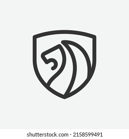 Shield lion line logo vector