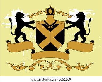 Shield, Lion and Ribbon - Vector