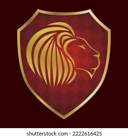 Shield with a lion. Vector illustration.