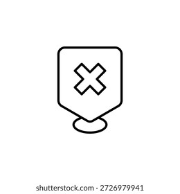 Marcador de Locación de escudo con gráfico de Vector de icono de contorno de símbolo cruzado