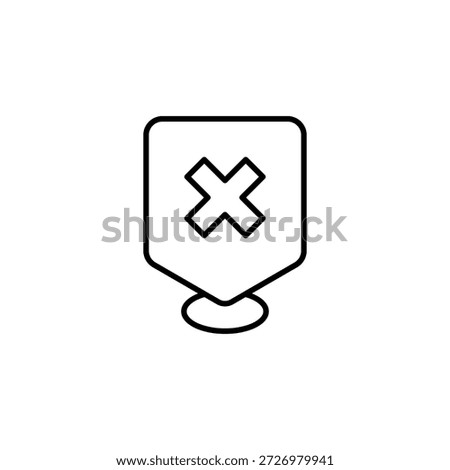 Shield Location Marker With Cross Symbol Outline Icon Vector Graphic