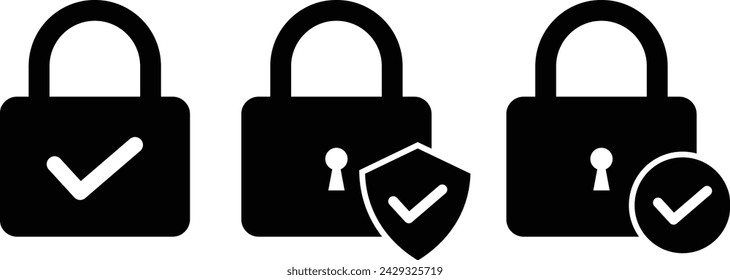 shield with lock icon with check mark Vector illustration