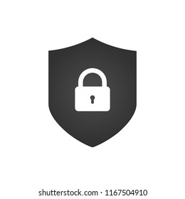 Shield and Lock icon. cyber security concept. Abstract security vector icon illustration isolated on white background.