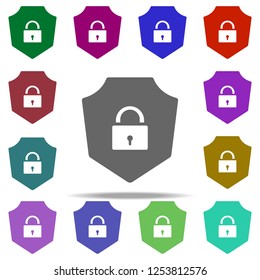 shield and lock icon. Elements of Hacker in multi color style icons. Simple icon for websites, web design, mobile app, info graphics