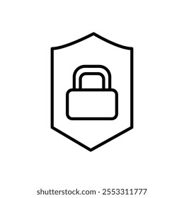 Shield lock icon isolated on white background