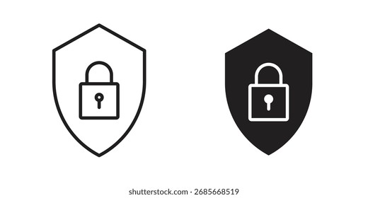 Shield lock icon outline illustration sign