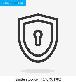 Shield Lock Icon Pixel Perfect Editable Stroke Vector