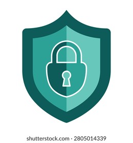 Shield with lock icon representing security protection and safety online concept